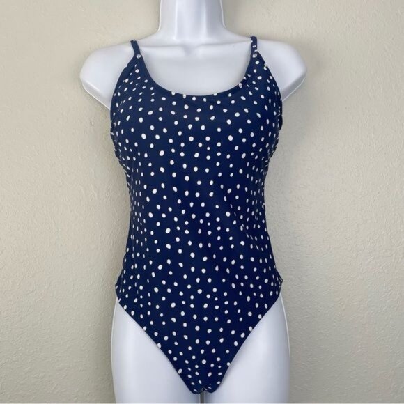 F&F navy blue white polka dot one piece swimsuit 10 - Picture 11 of 11